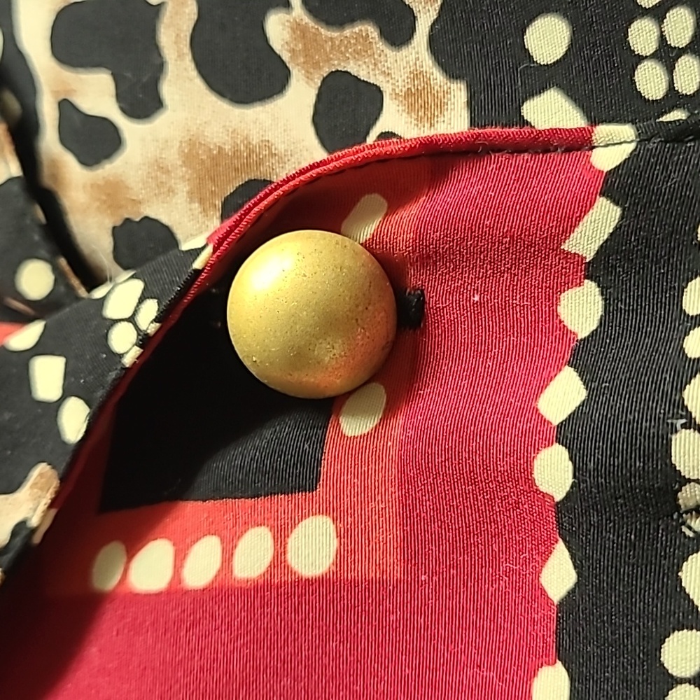 90s Geometric Color Block Leopard Print Blouse Sz… - image 5